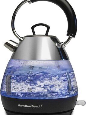 Hamilton Beach Glass Kettle 40896C Silver Illuminated Blue